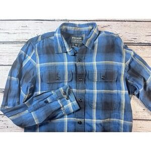 CC Filson Shirt Mens Small Blue Plaid Flannel Button Pocket‎ Outdoors Hiking